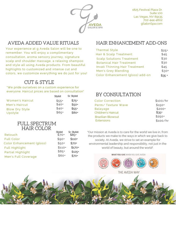 Downtown Summerlin – g Aveda Salon Spa